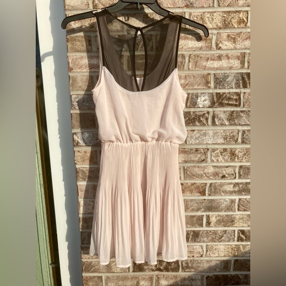 Lush Cream/Off White Sheer Pleated Preppy Dress - Picture 4 of 13